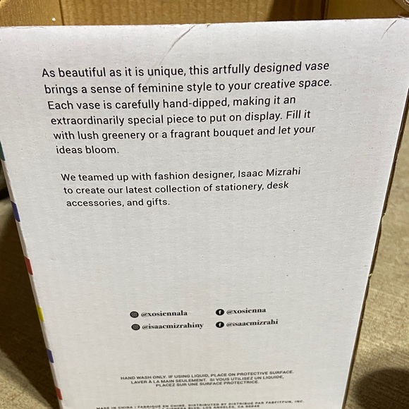 Isaac Mizrahi Ceramic Vase - Blush and Ivory - Picture 3 of 3